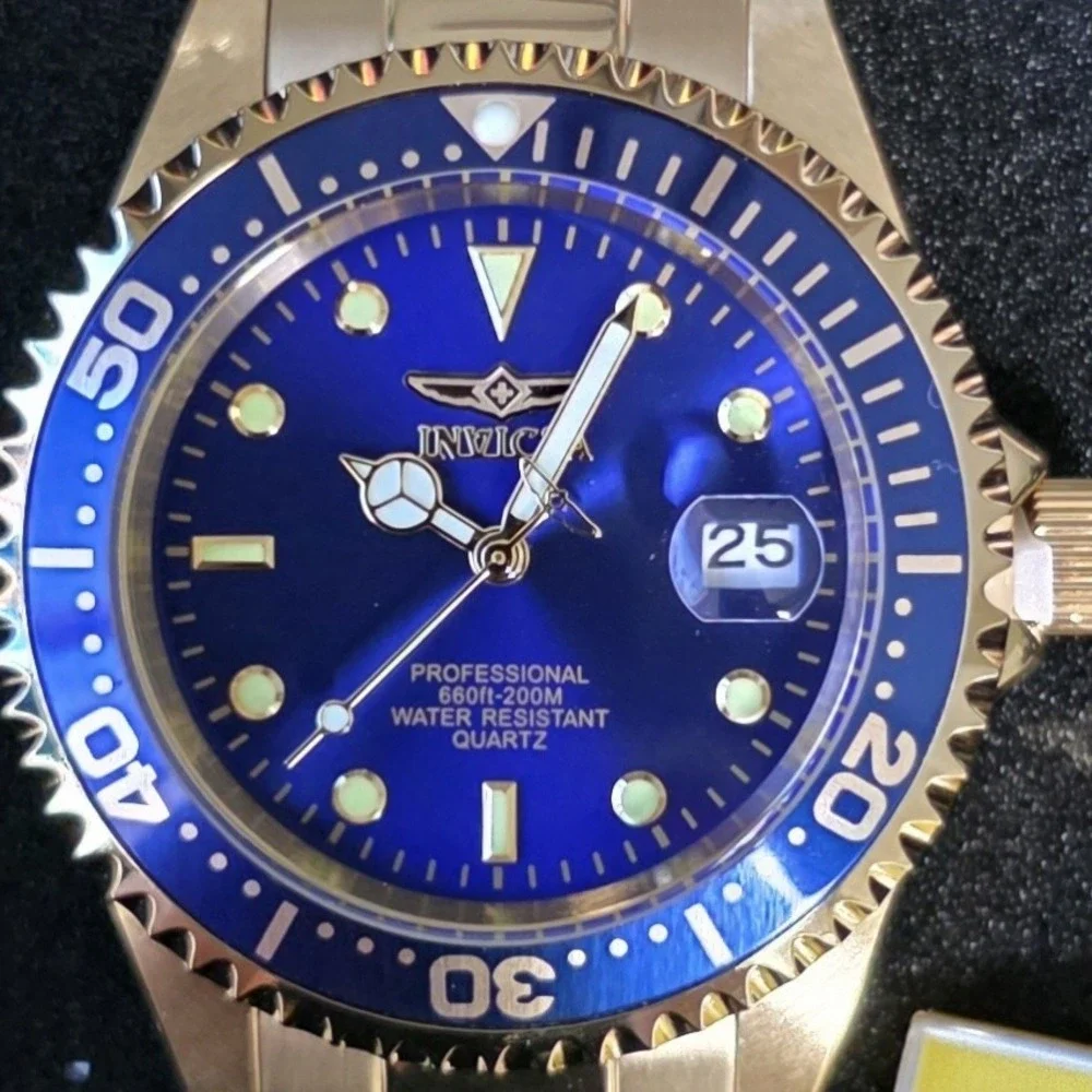 NEW‎ Invicta Pro Diver Men's Watch 37.5mm Gold Blue Dial (8937)